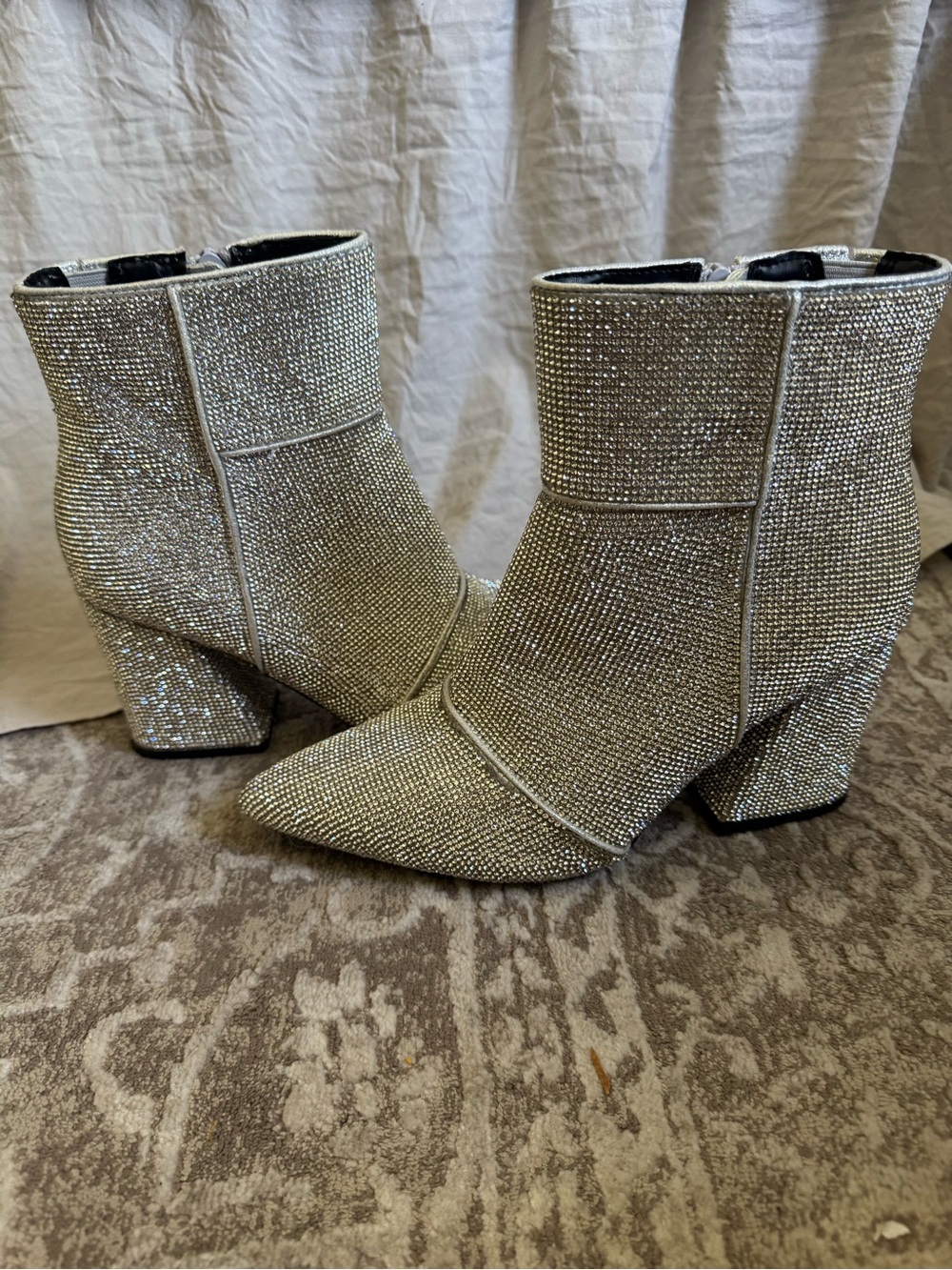 Never worn! Rhinestone Block Heel Ankle Boots - Picture 7 of 11